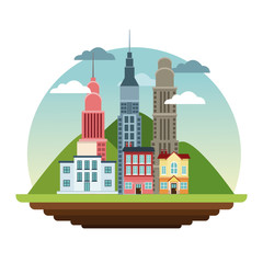 Fototapeta premium sckyscrapers building college store home architecture mountain landscape design vector illustration