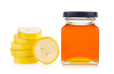 honey jar on white background