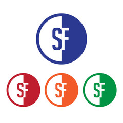 SF initial circle half logo blue,red,orange and green color