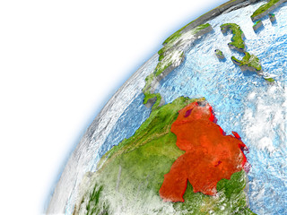 Fototapeta premium Venezuela on model of planet Earth