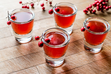 Cranberry cocktail shot with vodka