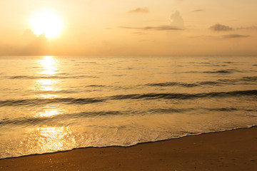 Sunset over sea and beach background