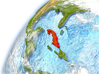 Cuba on model of planet Earth