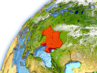 Ukraine on model of planet Earth