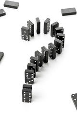 Risk, challenge or uncertainty concept - domino game stones forming question mark