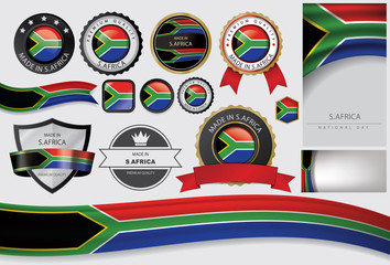 Made in South Africa Seal, South African Flag (Vector Art)