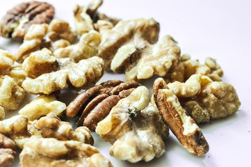Healthy mixed nuts - walnut and pecan with rosemary