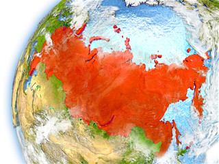 Russia on model of planet Earth