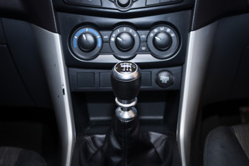 Six speed gear shift in car . Gear transmission.