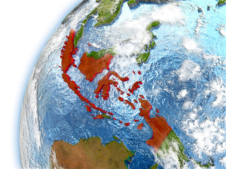 Indonesia on model of planet Earth