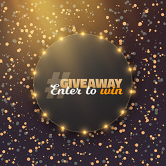 Illustration of Vector Giveaway Button. Enter to Win Prize Template. Realistic Button with Confetti