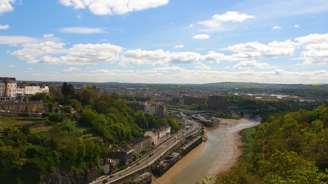 Bristol (UK) City Skyline Landscape Aerial & River Avon on Summer Day
