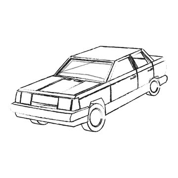 vintage 90s style truck car icon image vector illustration design  black sketch line