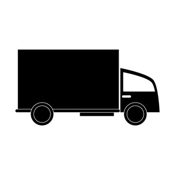 delivery truck icon image vector illustration design  inverted black and white