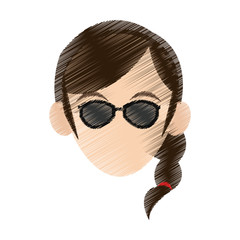 young woman wearing sunglasses icon image vector illustration design 