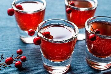 Cranberry cocktail shot with vodka