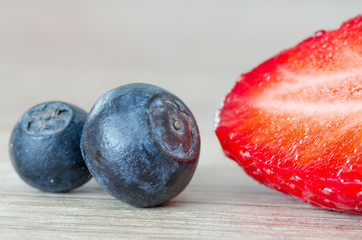 Fresh fruit on wooden table