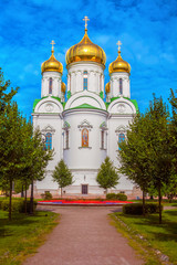 Fototapeta na wymiar The Russian Orthodox Church of St. Catherine in Pushkin city