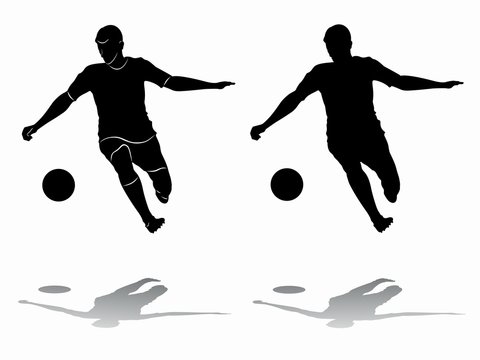 silhouette of soccer player, vector draw