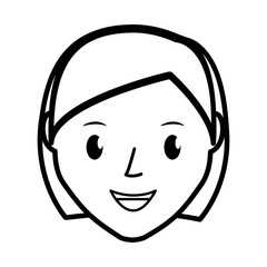 happy woman face cartoon icon over white background. vector illustration