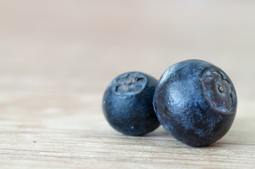 Fresh blueberry on wood table