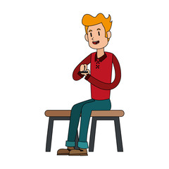 man texting on phone icon image vector illustration design 