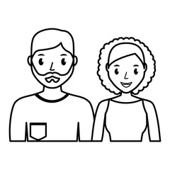 happy couple of man and woman, cartoon icon over white background. vector illustration