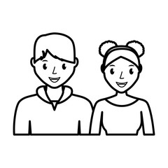 happy couple of man and woman, cartoon icon over white background. vector illustration