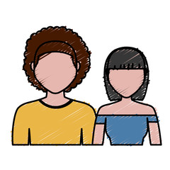 couple of man and woman icon over white background. colorful design. vector illustration