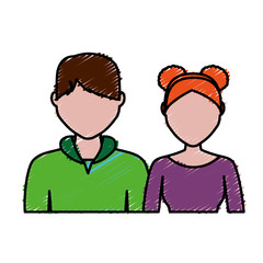 couple of man and woman icon over white background. colorful design. vector illustration