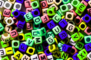 English alphabet cube as background
