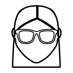 woman with sunglasses icon over white background. vector illustration