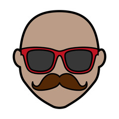 hipster man with mustache and glasses icon over white background. colorful design. vector illustration