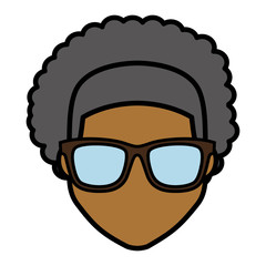 hipster man with glasses icon over white background. colorful design. vector illustration