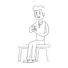 Obraz premium man texting on phone icon image vector illustration design 