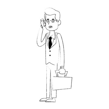 businessman using phone icon image vector illustration design 