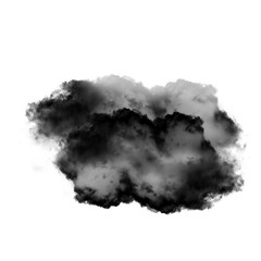 Soft black and grey cloud shape isolated over white background