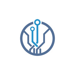 Circuit tech element. Electronics icon.