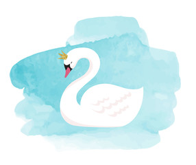 Naklejka premium Swan lake, greeting card, poster and illustration