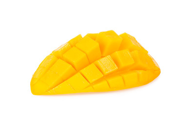 ripe mango slice isolated on white background, Barracuda mango, sweet mango Thai fruits.