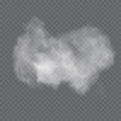 Fog or smoke isolated transparent special effect. White vector cloudiness, mist or smog background. Vector illustration