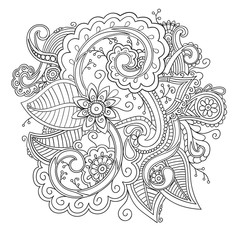 Beautiful decorative floral ornamental sketchy pattern, doodle style