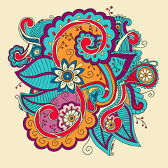 Beautiful decorative floral ornamental sketchy pattern, doodle style