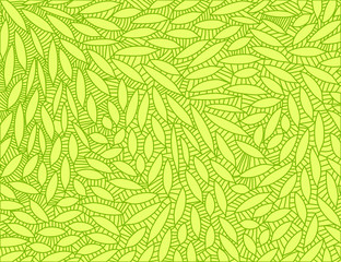 Abstract leaf doodle scene vector on a green background