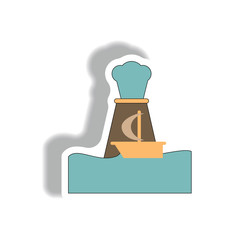 sticker volcano explosion and boat