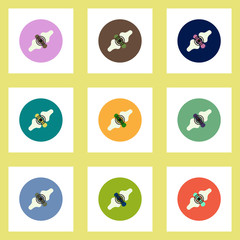 Collection of stylish vector icons in colorful circles problems joints
