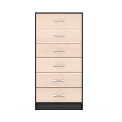 Six Drawers Modern Wooden Dresser. 3d Rendering