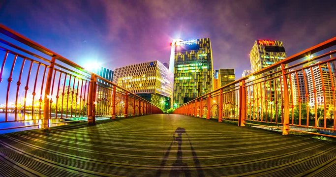 Brige in Ningbo, China. 4k Timelapse