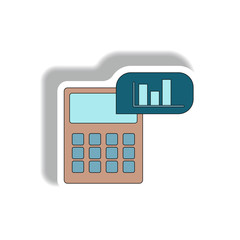 Vector illustration in paper sticker style. infographic design of calculator