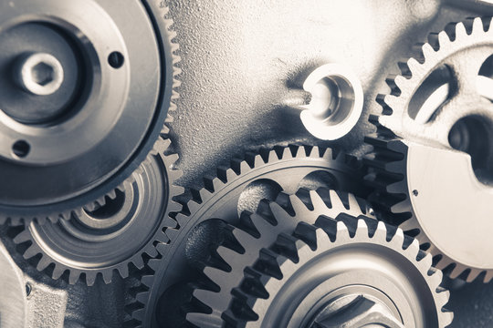 engine gear wheels, industrial background